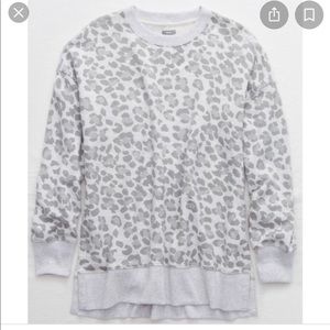 Aerie desert sweatshirt gray leopard xs